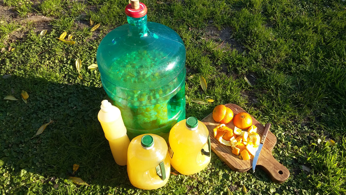 Elementos para la preparación del detergente ecológico de naranjas